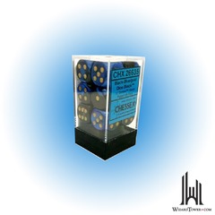 Gemini - 16mm d6 Dice Block - Black-Blue / Gold